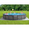 Intex Prism Frame Round Above Ground Outdoor Swimming Pool Set with Filter Pump, Ladder, Ground Cloth, and Pool Cover, Greywood(18′ x 48″)