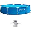 INTEX 28201EH Metal Frame Above Ground Swimming Pool Set: 10ft x 30in – Includes 330 GPH Cartridge Filter Pump – Puncture-Resistant Material – Rust Resistant – 1185 Gallon Capacity(Blue)