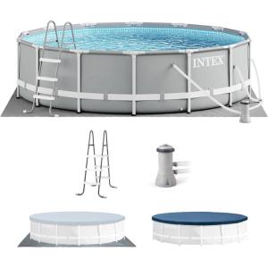 INTEX 26701EH Prism Frame Premium Above Ground Swimming Pool Set: 10ft x 30in – Includes 330 GPH Cartridge Filter Pump – SuperTough Puncture Resistant – Rust Resistant – 1185 Gallon Capacity(14′ x 42″)