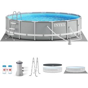 INTEX 26701EH Prism Frame Premium Above Ground Swimming Pool Set: 10ft x 30in – Includes 330 GPH Cartridge Filter Pump – SuperTough Puncture Resistant – Rust Resistant – 1185 Gallon Capacity(15′ x 42″)
