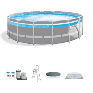 INTEX 26729EH 16ft x 48in Prism Frame Clearview Above Ground Swimming Pool Set, Includes 1500 GPH Cartridge Filter Pump, SuperTough Puncture Resistant, Rust Resistant, 5061 Gallon Capacity(16′ x 48″)