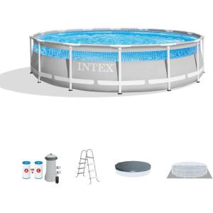 INTEX 26729EH 16ft x 48in Prism Frame Clearview Above Ground Swimming Pool Set, Includes 1500 GPH Cartridge Filter Pump, SuperTough Puncture Resistant, Rust Resistant, 5061 Gallon Capacity(14′ x 42″)