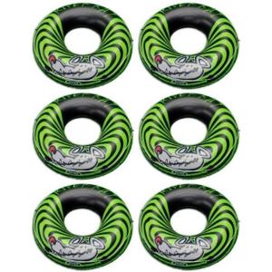 Intex River Rat 48 Inch Inflatable Vinyl Towable Boat Floating Tube Raft for Swimming Pool and Lake in Green Rat or Graffiti Rat Design, Color Varies(6 Pack)