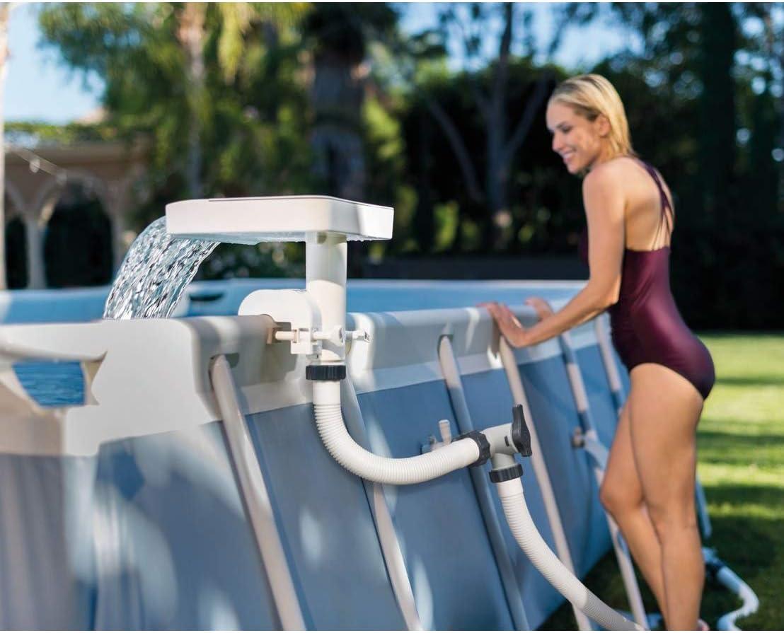imageIntex 28090E Innovative Hydroelectric 3 Multi Colored LED Relaxing Waterfall Cascade Above Ground Swimming Pool Attachment WhitePools