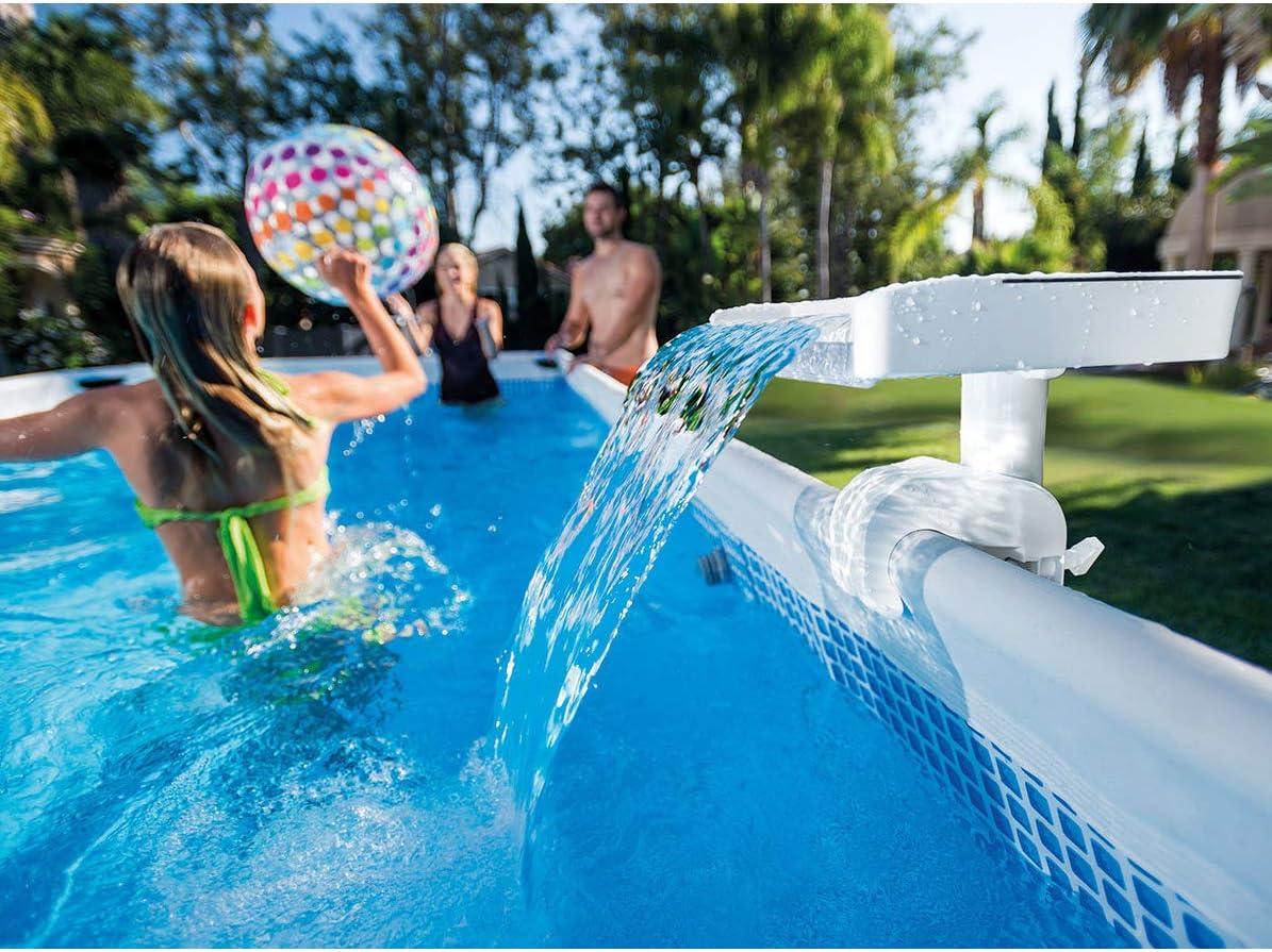 imageIntex 28090E Innovative Hydroelectric 3 Multi Colored LED Relaxing Waterfall Cascade Above Ground Swimming Pool Attachment WhitePools