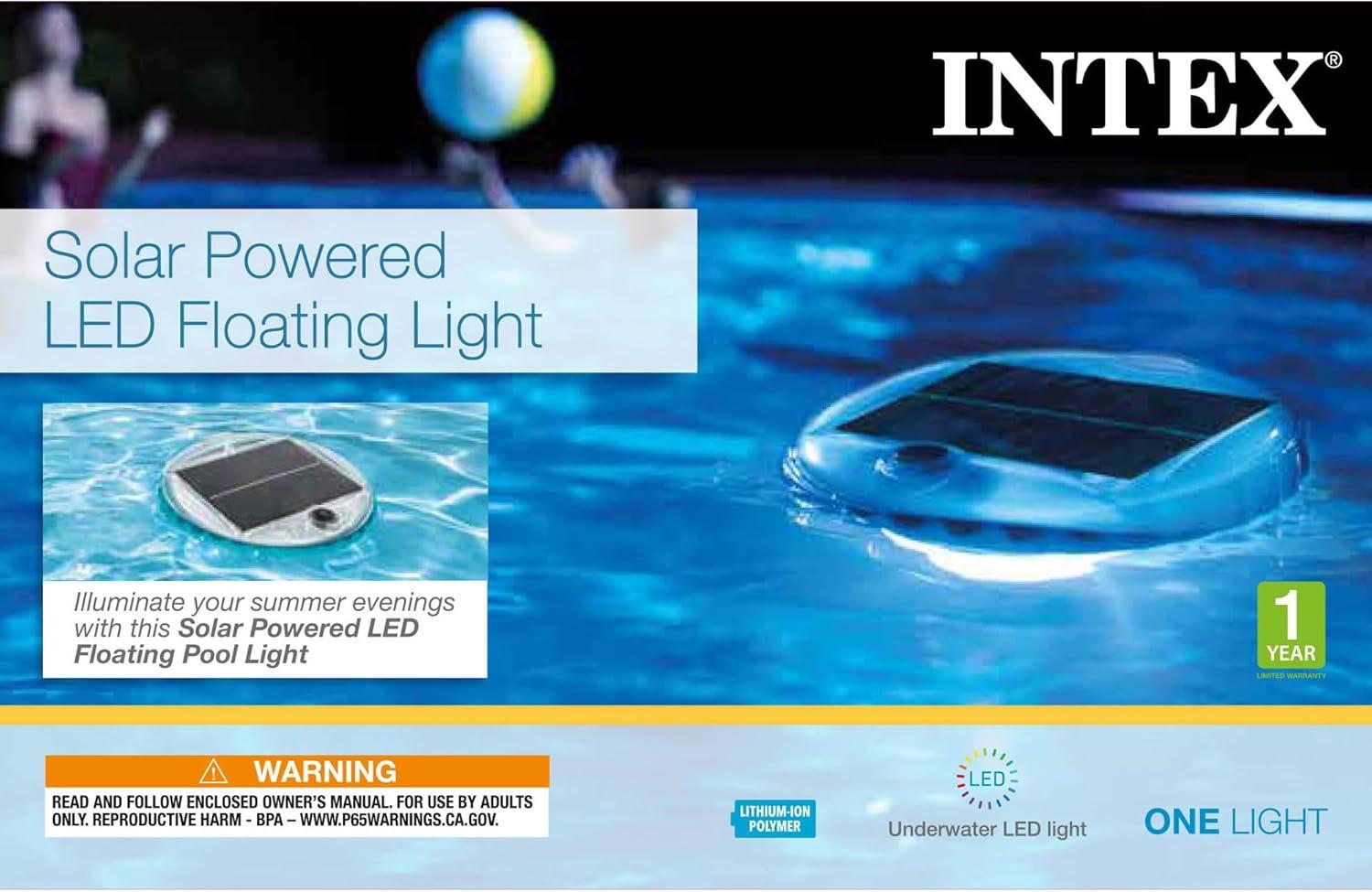 imageIntex 28690E Solar Powered LED Floating Light with Auto On and Auto Off Color Changing and Static White Mode Swimming Pool Party Lights