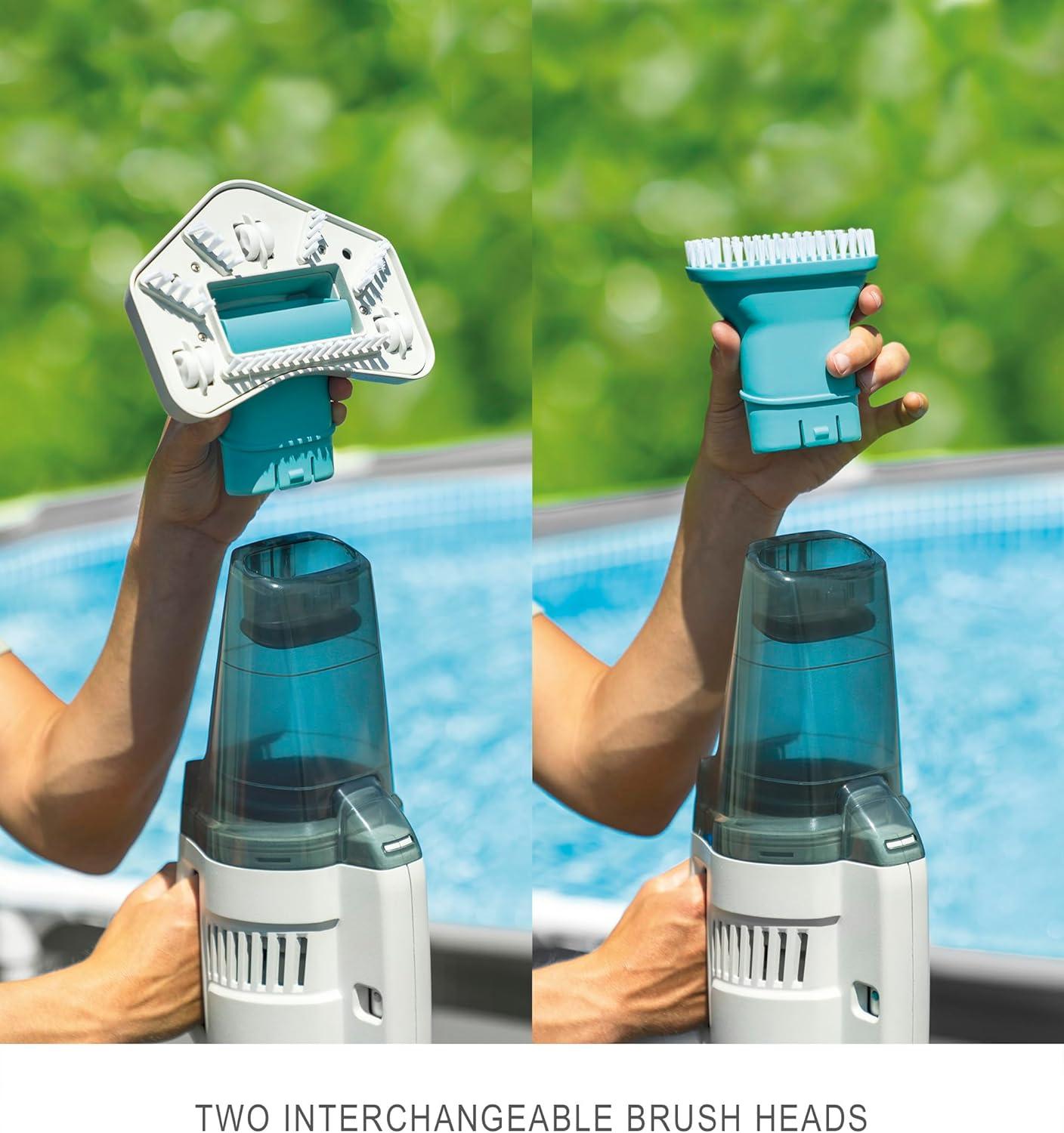 imageIntex ZR200 Rechargeable Cordless Swimming Pool and Spa Vacuum Cleaner with Telescoping Handle and 2 Interchangeable Brush Heads
