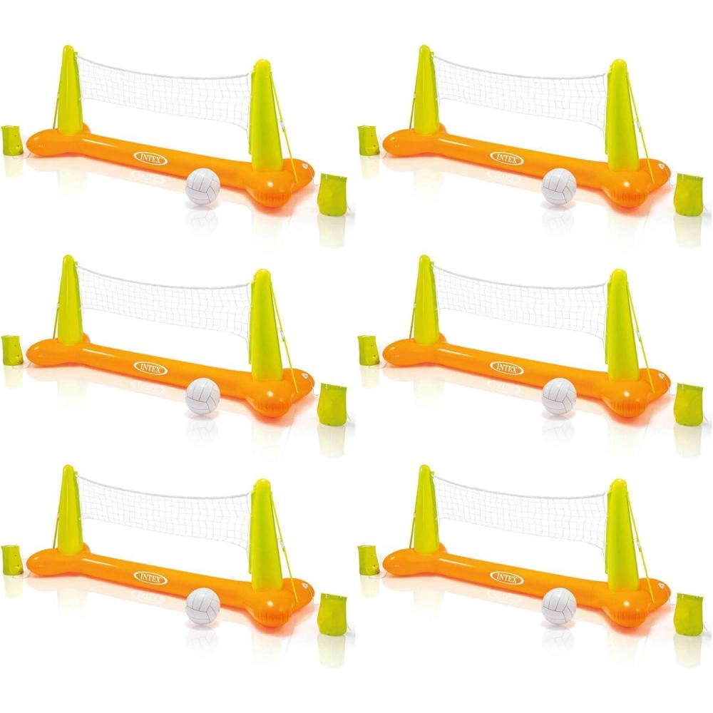 imageIntex 56508EP Inflatable Floating Swimming Pool Toys Volleyball Game Green6 Pack