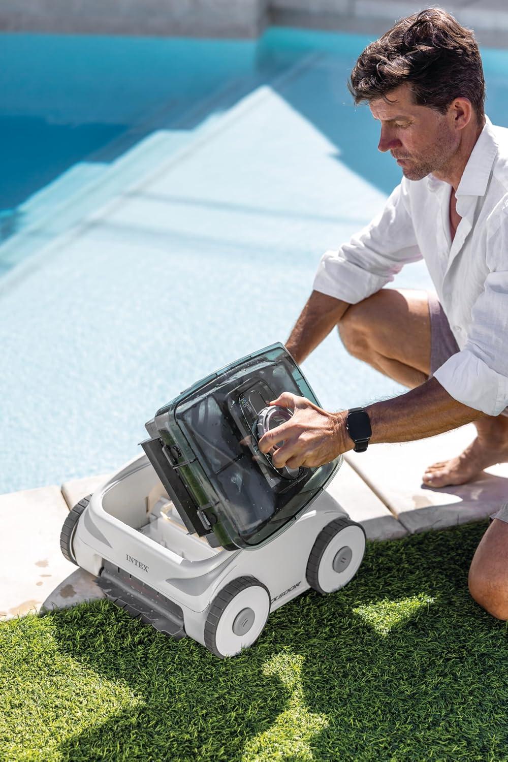 imageINTEX 28623E ZX500R Cordless Electric Robotic Pool Cleaner for Above Ground In Ground Swimming Pools with Max Depth of 79in 120min Run Time on Full Charge