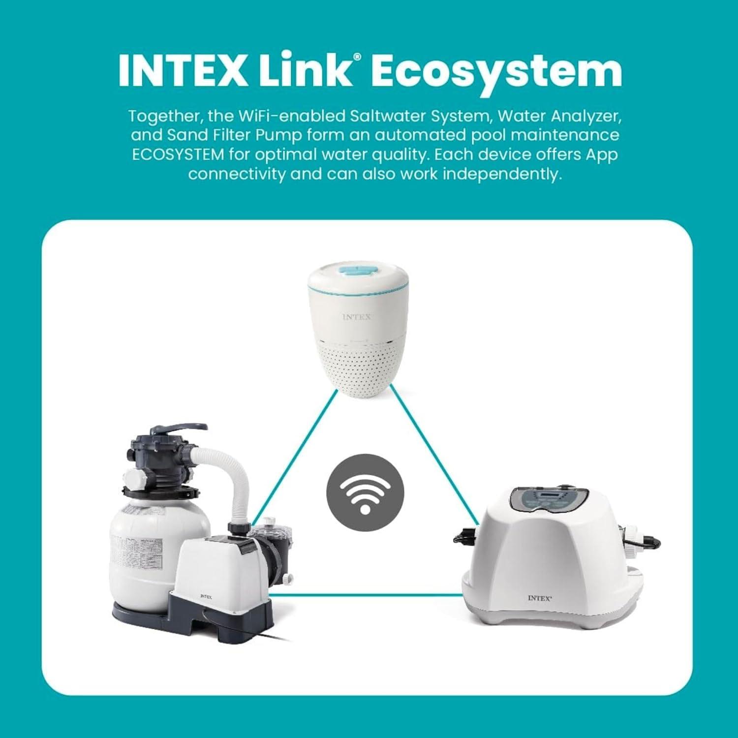 imageINTEX Smart Pool Water Analyzer with App Monitoring Automated pH amp Chlorine Tracking RealTime Alerts Works with Saltwater Systems amp Sand Filter Pumps