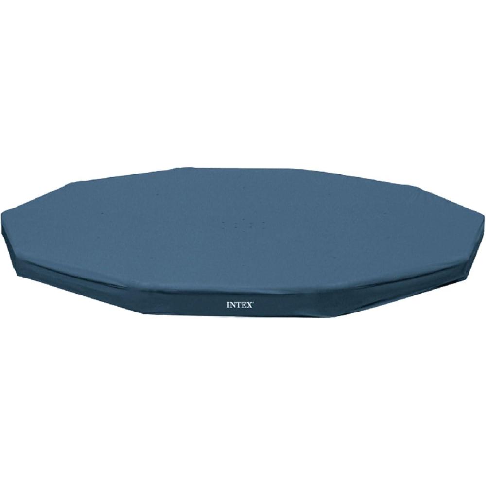 imageINTEX 28088E 20ft X 8in Round AllSeason Deluxe Pool Cover for 20ft Round Frame Above Ground Pools with Secure RopeTie and PreDrilled Drain Holes1 Round