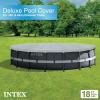 INTEX 28088E 20ft X 8in Round All-Season Deluxe Pool Cover for 20ft Round Frame Above Ground Pools with Secure Rope-Tie and Pre-Drilled Drain Holes(18ft round)