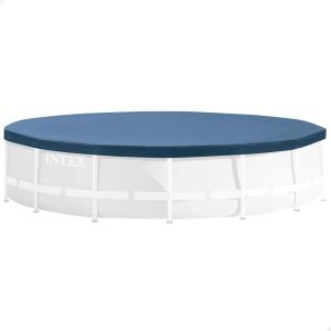 INTEX 28088E 20ft X 8in Round All-Season Deluxe Pool Cover for 20ft Round Frame Above Ground Pools with Secure Rope-Tie and Pre-Drilled Drain Holes(10′ (Round))