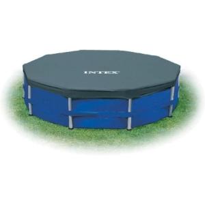 INTEX 28088E 20ft X 8in Round All-Season Deluxe Pool Cover for 20ft Round Frame Above Ground Pools with Secure Rope-Tie and Pre-Drilled Drain Holes(15′ (Round))
