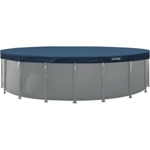 INTEX 28088E 20ft X 8in Round All-Season Deluxe Pool Cover for 20ft Round Frame Above Ground Pools with Secure Rope-Tie and Pre-Drilled Drain Holes(20-Foot)