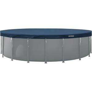 INTEX 28088E 20ft X 8in Round All-Season Deluxe Pool Cover for 20ft Round Frame Above Ground Pools with Secure Rope-Tie and Pre-Drilled Drain Holes(24-Foot)