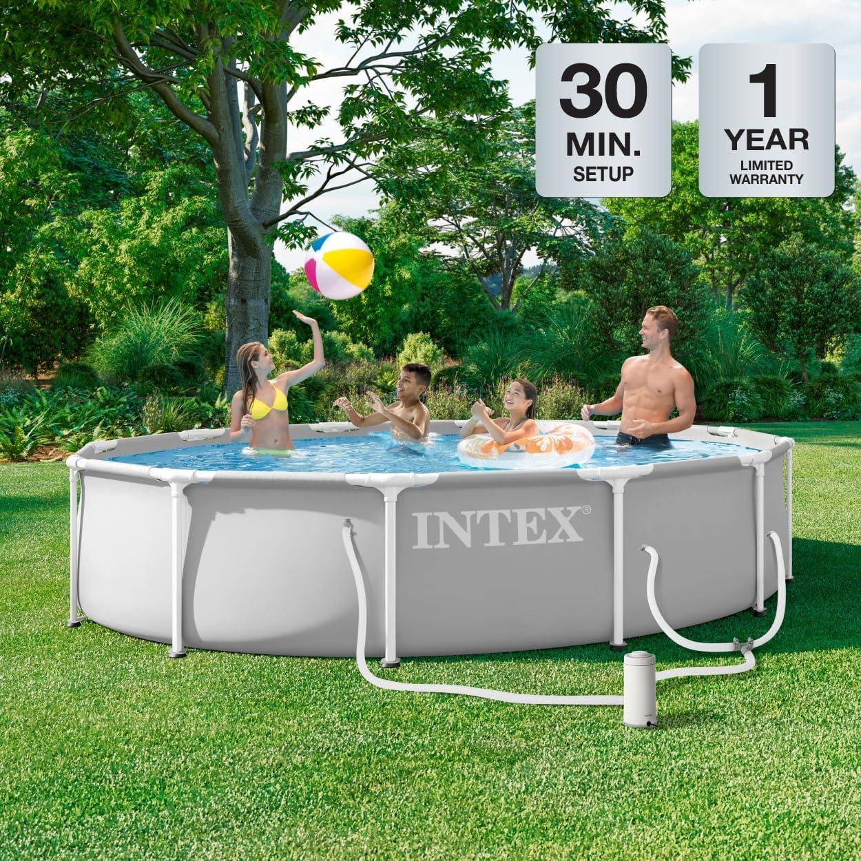 imageINTEX 26711EP 12Ft X 30In Prism Frame Premium Above Ground Swimming Pool Set with Filter Pump12 x 30