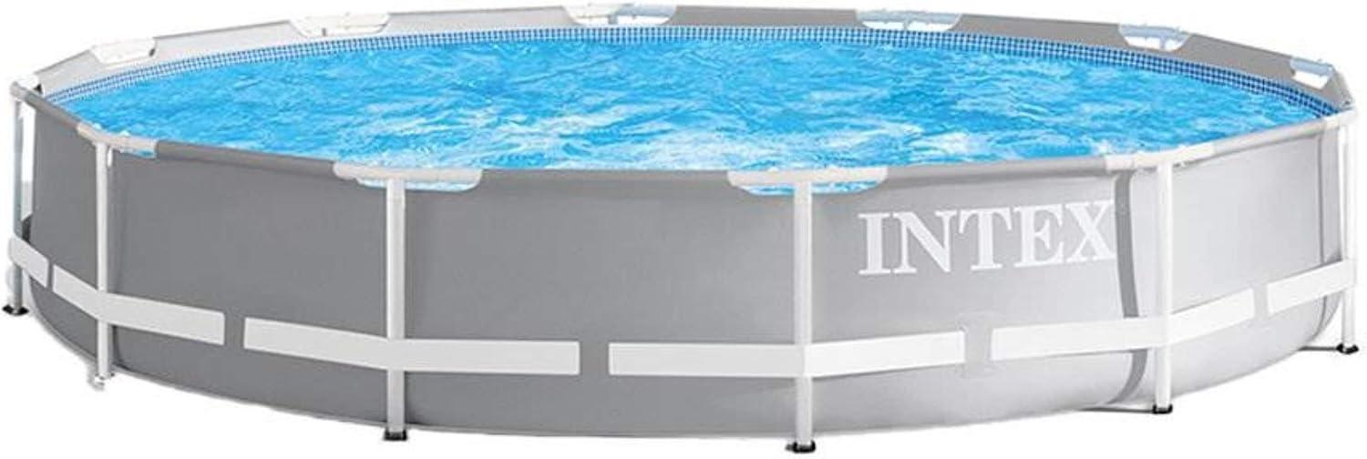 imageIntex 26711EH 12ft x 30in Prism Frame Above Ground Swimming Pool with 530 GPH GCFI Filter Pump and Robot Vacuum Cleaner fits up to 6 People