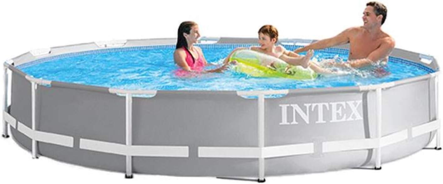 imageIntex 26711EH 12ft x 30in Prism Frame Above Ground Swimming Pool with 530 GPH GCFI Filter Pump and Robot Vacuum Cleaner fits up to 6 People