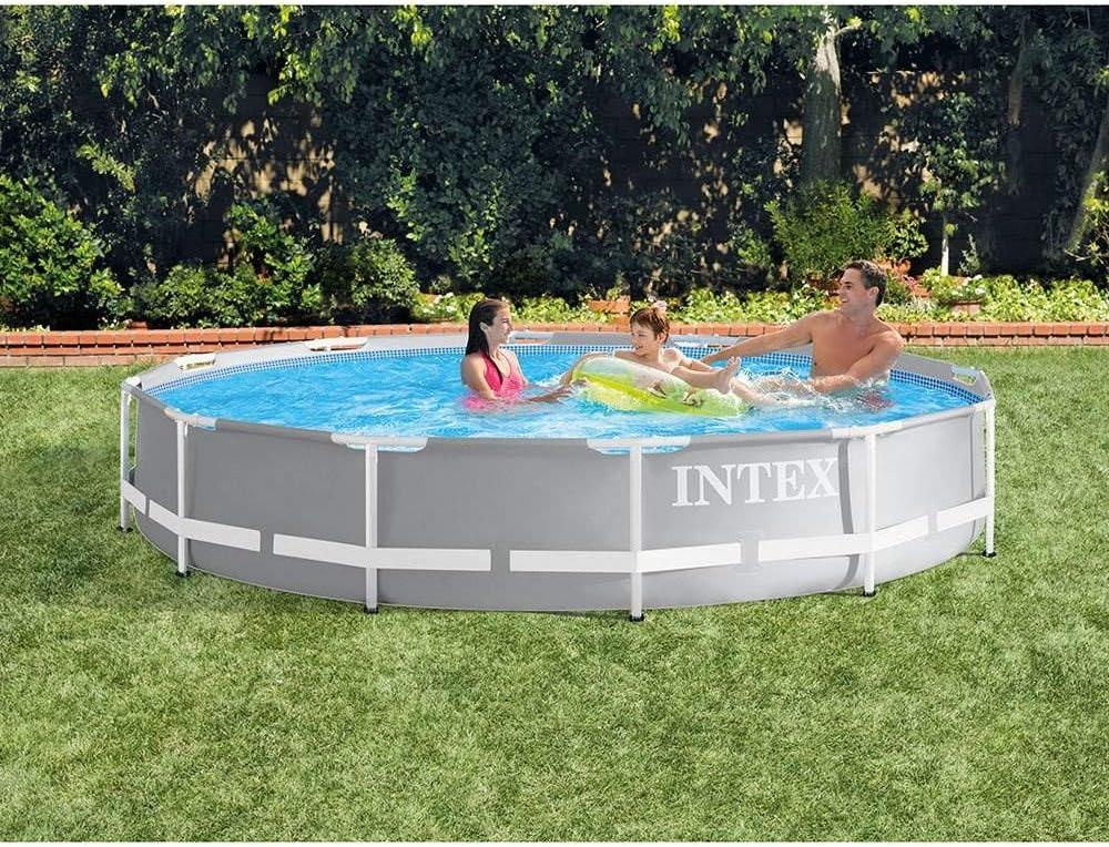 imageIntex 26711EH 12ft x 30in Prism Frame Above Ground Swimming Pool with 530 GPH GCFI Filter Pump and Robot Vacuum Cleaner fits up to 6 People