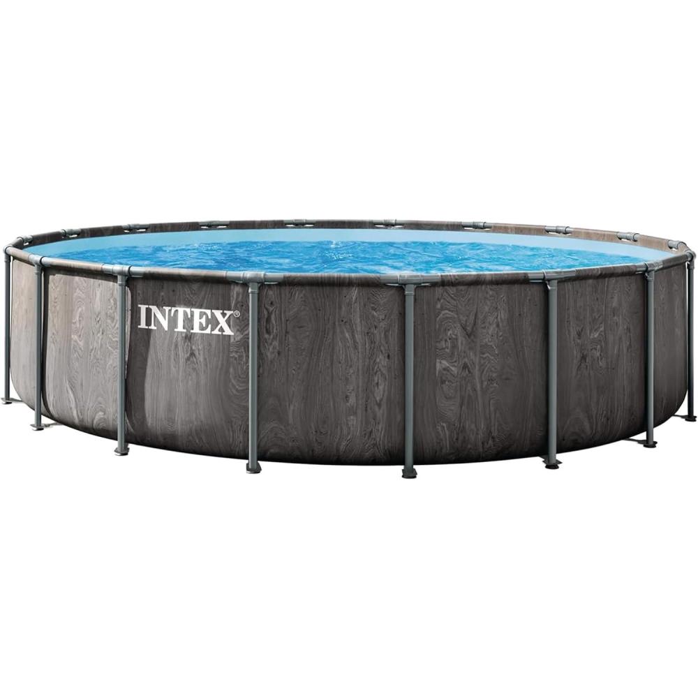 imageINTEX 26743EP Prism Frame Above Ground Swimming Pool Set 18ft x 48in  Includes 1500 GPH Cartridge Filter Pump  Removable Ladder  Pool Cover  Ground Cloth