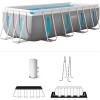 INTEX 26721MZ 14ft x 42in Prism Frame Clearview Premium Above Ground Pool Set: Includes 1000 GPH Krystal Clear Cartridge Filter Pump – 3357 Gallon Capacity – Age Grade 6+(13′ x 6.5′ x 48″)