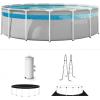 INTEX 26721MZ 14ft x 42in Prism Frame Clearview Premium Above Ground Pool Set: Includes 1000 GPH Krystal Clear Cartridge Filter Pump – 3357 Gallon Capacity – Age Grade 6+(14′ x 42″)