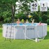 INTEX 26745EP 16Ft X 48In Chevron Prism Frame Premium Above Ground Swimming Pool Set with Filter Pump, Removable Ladder, Ground Cloth, Pool Cover