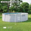 INTEX 26745EP 16Ft X 48In Chevron Prism Frame Premium Above Ground Swimming Pool Set with Filter Pump, Removable Ladder, Ground Cloth, Pool Cover