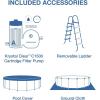 INTEX 26745EP 16Ft X 48In Chevron Prism Frame Premium Above Ground Swimming Pool Set with Filter Pump, Removable Ladder, Ground Cloth, Pool Cover