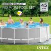 Intex Prism Frame 15′ x 48″ Above Ground Swimming Pool Set with Filter Pump, Ladder, Pool Cover, and Maintenance Pool Cleaning Kit with Vacuum Skimmer