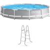 Intex Prism Frame 12 Foot x 30 Inch Round Above Ground Outdoor Swimming Pool Set for Backyards with 530 GPH Filter Pump and Steel Frame Pool Ladder