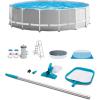 Intex Prism Frame 15′ x 48″ Above Ground Swimming Pool Set with Filter Pump, Ladder, Pool Cover, and Maintenance Pool Cleaning Kit with Vacuum Skimmer