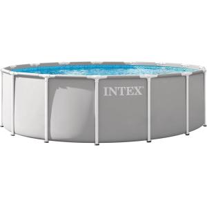 INTEX 26725EP Prism Frame Above Ground Swimming Pool Set: 15ft x 48in – Includes 1000 GPH Cartridge Filter Pump – Removable Ladder – Pool Cover – Ground Cloth
