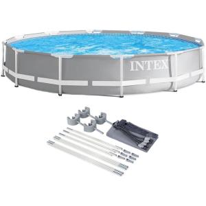 Intex 26710EH Prism 12ft x 30in Metal Frame Outdoor Above Ground Round Swimming Pool with Protective Canopy (Filter Pump Not Included)
