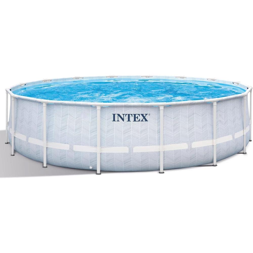 imageIntex 16 x 48 Prism Frame Chevron Premium Above Ground Pool Set 5061 Gallon Capacity Hydro Aeration Technology Includes Filter Pump Ground Cloth Pool Cover amp Ladder Family Pool Ages 6