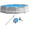 Intex 10ft x 30in Prism Metal Frame Above Ground Swimming Pool with Filter Pump and Cleaning Maintenance Kit with Vacuum, Skimmer and Pole 26701EH