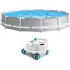 Intex 26710EH 12ft x 30in Prism Frame Outdoor Above Ground Round Swimming Pool & Robot Vacuum Cleaner Fits up to 6 People (Filter Pump Not Included)