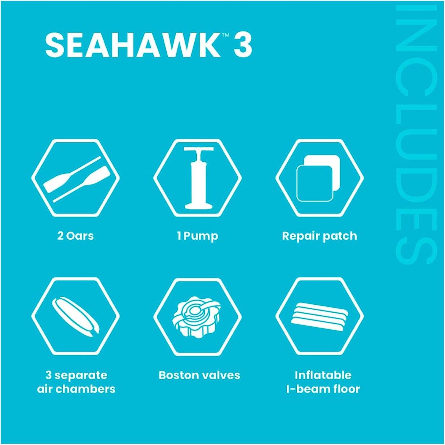 imageINTEX Seahawk Inflatable Boat Series Includes Boat Oars and HighOutput Pump Fishing Rod Holders Gear PouchDark Green