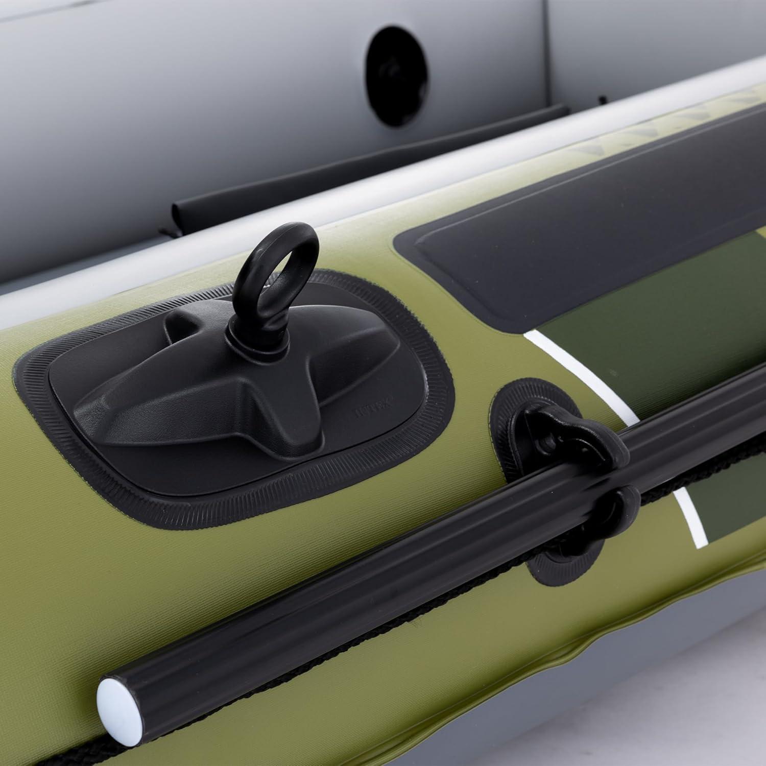 imageINTEX Seahawk Inflatable Boat Series Includes Boat Oars and HighOutput Pump Fishing Rod Holders Gear PouchDark Green