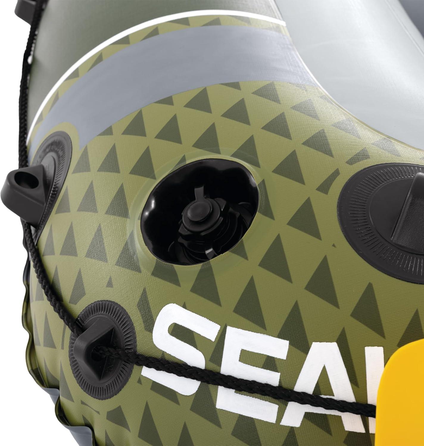 imageINTEX Seahawk Inflatable Boat Series Includes Boat Oars and HighOutput Pump Fishing Rod Holders Gear PouchDark Green