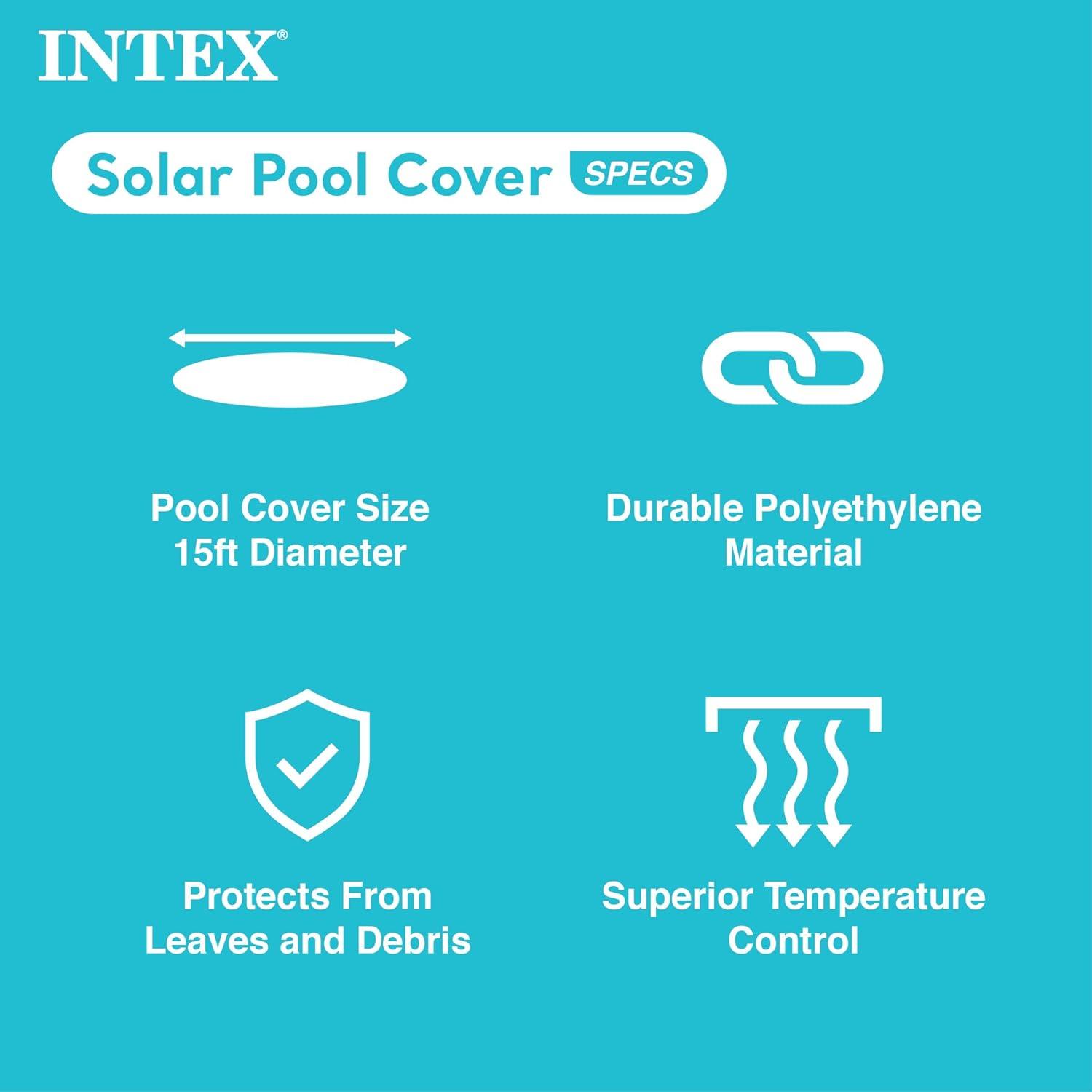 imageIntex 15ft x 48in Easy Set Above Ground Inflatable Ring Top Swimming Pool with Filter Catridge Pump and Solar Cover
