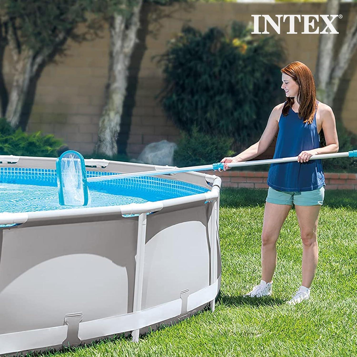 imageIntex 15x48 Round Inflatable Outdoor Above Ground Swimming Pool Set with Ladder Filter Pump and Deluxe Maintenance Pool Cleaning Kit for Backyards