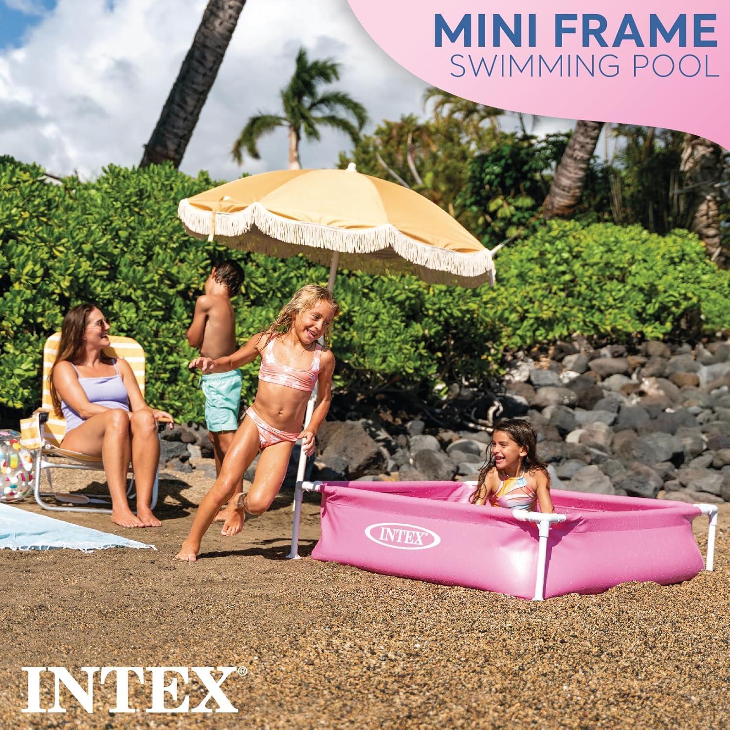 imageIntex 4 Foot x 12 Inch Miniature Durable Vinyl Outdoor Above Ground Frame Kiddie Swimming and Teaching Baby Pool for Ages 3 and Up BlueGreen