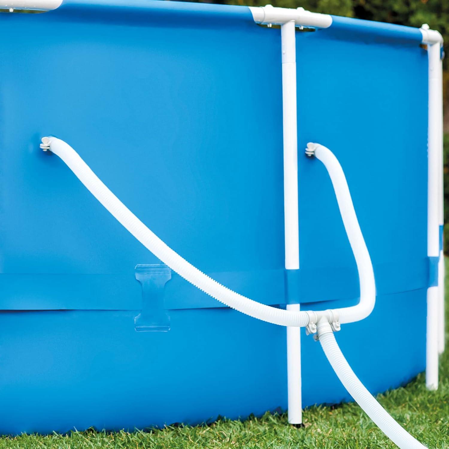 imageIntex Metal Frame 15 x 48 Round Above Ground Swimming Pool Set with Filter Pump Ladder and Cover with Maintenance Accessory Vacuum and Skimmer Kit