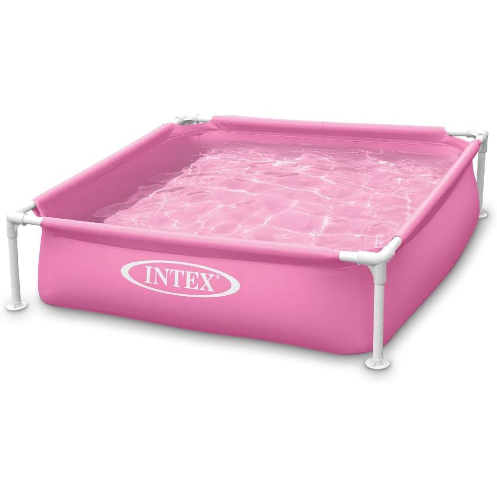 imageIntex 4 Foot x 12 Inch Miniature Durable Vinyl Outdoor Above Ground Frame Kiddie Swimming and Teaching Baby Pool for Ages 3 and Up BlueGreen