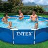 INTEX Metal Frame 12ft x 30in Round 6 Person Outdoor Swimming Pool Set with Filter Pump, Type-A Cartridge and Pool Covers (2-Pack), Tool-Free Assembly