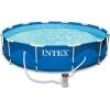 INTEX Metal Frame 12ft x 30in Round 6 Person Outdoor Swimming Pool Set with Filter Pump, Type-A Cartridge and Pool Covers (2-Pack), Tool-Free Assembly