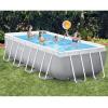 Intex 16 Foot by 42 inches Frame Rectangular Above Ground Swimming Pool Set with Filter Pump, Ladder, Ground Cloth, Protective Canopy, and Pool Cover