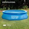 Intex Easy Set 10 Foot x 30 Inch Above Ground Inflatable Round Swimming Pool with 30 Gauge 3 Ply Side Walls and Drain Plug, Blue